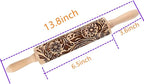 MIZORLIE 14.9"Paisley Engraved Embossed Rolling Pin, Christmas Snowflake Flower - Image 3