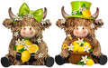 2 Pcs Resin Highland Cow Figurines Decor, Lemon Style by Burbell