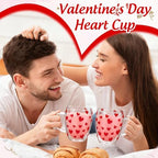 JarThenaAMCS Valentine' s Day Double Wall Glass Coffee Mugs Insulated Glasses 12Oz Red Heart Clear Espresso Cups with Handle for Home Holiday Supplies, Set of 2 - Image 6