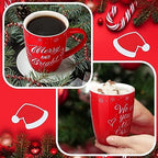 4 Pcs Snowflake Christmas Ceramic Mugs Set, Red Holiday Coffee Cup - Image 6