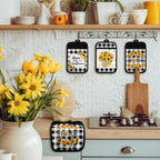 Jingmore 12 Pcs Sunflower Pot Holders Bulk, Black White Plaid with Pocket - Image 2