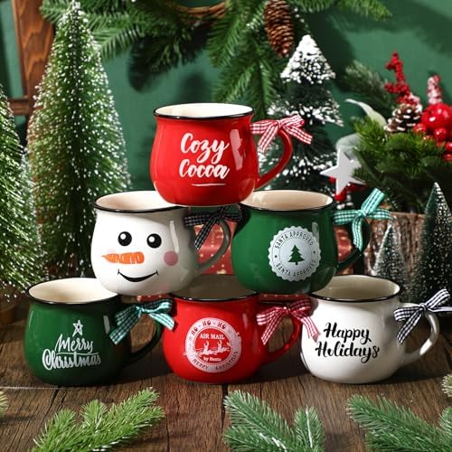 Sawysine 6 Set Christmas Coffee Mugs, Holiday Gift, Snowman Style - Image 4