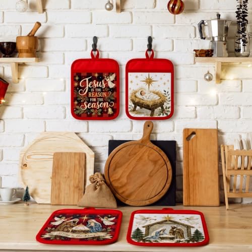 Jingmore 12 Pcs Christmas Christian Pot Holders with Pocket Gift Bulk - Image 4