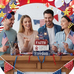 Moucuny 4 Pcs Patriotic Wooden Block Sign July 4th Table Star Decor - Image 5