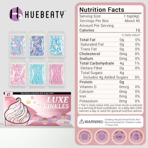 Pink and Blue Cake Sprinkles with Baby Feet, Gender Reveal Sprinkles, 180g - Image 2
