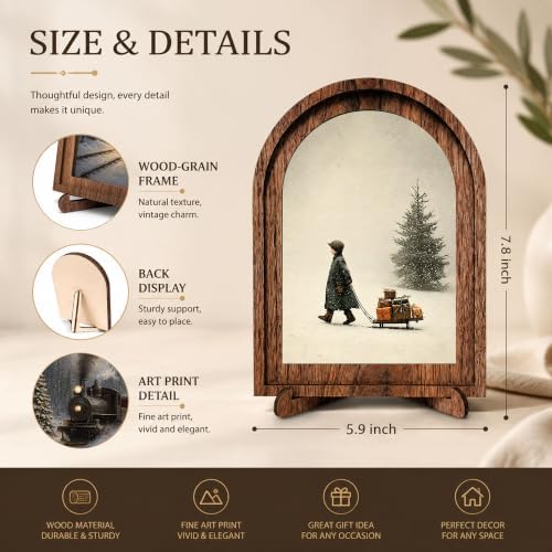 Winter Child Arched Decor, Christmas Sled Table Sign, 5.9x7.9 - Image 2