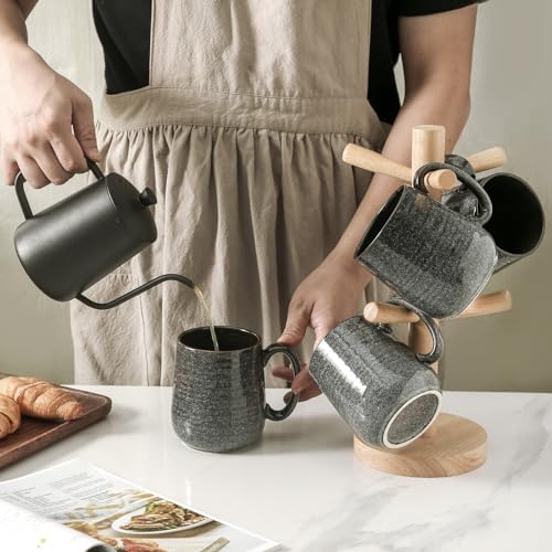 HASENSE Ceramic Coffee Mugs - 15 OZ Large Coffee Cups Set of 4 with Handle for Hot Beverage, Porcelain Latte Mugs for Tea, Milk, Cocoa, Cappuccino and Mocha, Microwave and Dishwasher Safe, Grey - Image 5