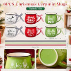LemonRoad 6 Pcs Christmas Coffee Mugs, 12 oz Holiday Gift Ceramic Mugs Bulk - Image 3