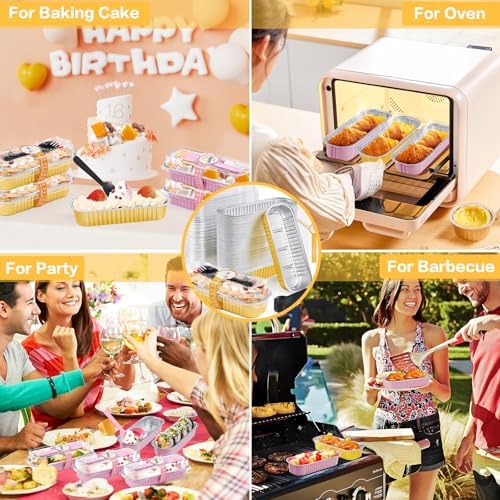 Gold Mini Loaf Pans with Lids, 6.8oz Aluminum Mini Cake Pan 60Pack - Image 5