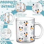Tioncy 4 Pcs Christmas Snowman Glass Mugs, 12 oz Winter Coffee Cups - Image 3