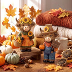 2 Pcs Fall Highland Cow Figurines Gifts, Resin Table Decor - Image 6