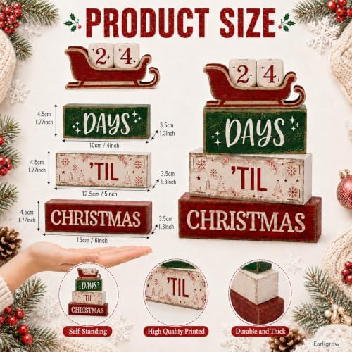 Christmas Countdown Decorations Indoor, Christmas Table Decor for Home - Image 4