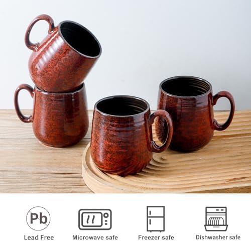 HASENSE 8 oz Ceramic Espresso Mugs Set of 4, Small Coffee Cups with Handle - Image 2