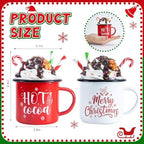 2 PCS Christmas Hot Cocoa Tiered Tray Mug Decor Set with Faux Whipped - Image 2