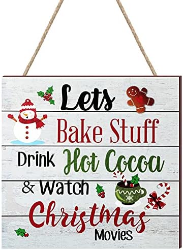 Blulu Christmas Wooden Hanging Sign Winter Coffee Bar Wall Decor, Classic by Blulu