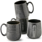 HASENSE Ceramic Coffee Mugs - 15 OZ Large Coffee Cups Set of 4 with Handle for Hot Beverage, Porcelain Latte Mugs for Tea, Milk, Cocoa, Cappuccino and Mocha, Microwave and Dishwasher Safe, Grey by Hasense