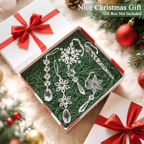 Acrylic Christmas Ornaments, 32 Pack Snowflake & Icicle Tree Decorations - Image 5