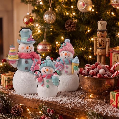 Suzile 3 Pcs Christmas Candy Snowman Decorations Wood Candy Canes Decor - Image 4