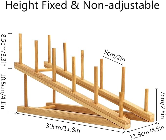 6 Pack Dish Rack Bamboo Drying Rack Wooden Plate Dish Rack Cabinet Organizer - Image 2
