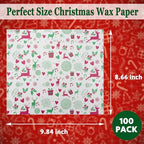 CAMKYDE 100 Pcs Christmas Wax Paper Sheets - Grease Proof for Food, Deli Paper Holiday Use (Reindeer) - Image 2