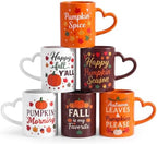 Fall Coffee Mug Set of 6, 10 oz Ceramic Teacher Mugs by Pickmesh
