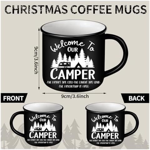 Mumufy 9 Pcs Camping Coffee Enamel Mugs 12 oz Happy Campers Tea Cups - Image 3