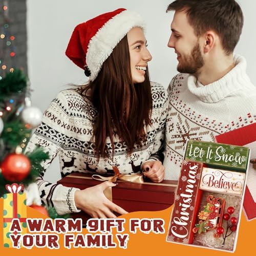 Moucuny 4 Pcs Christmas Sleigh Table Decorations Xmas Wood Block Signs - Image 4