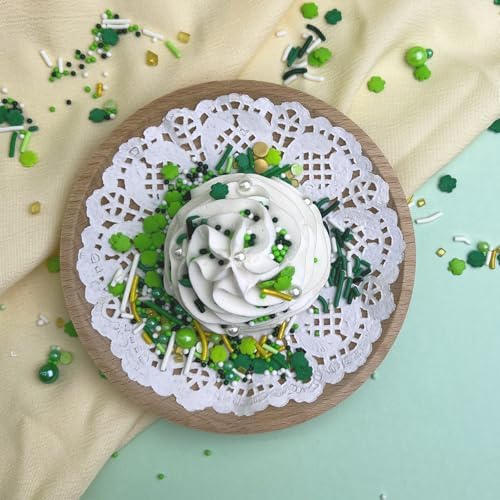 Green Sprinkles for Cake Decorating, ST Patricks Day Spring Sprinkles Mix with Shamrock Clover Jimmies Nonpareils for Ice Cream Cupcakes Baking Cookies Cake Topping - Image 5