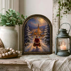 Santa Village Arched Table Sign, Christmas Farmhouse Shelf Decor - Image 6