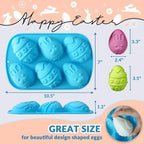 Egg Shape Silicone Molds 3.5 Inch, 2-Pack Chocolate Baking Holiday Easter Mould, Non-Stick BPA Free, Kid-Friendly Soap Mold Rabbit & Floral Designs, Blue & Pink - Image 5