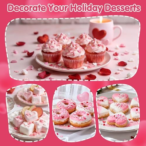 Edible Heart Pearls Sprinkles,Pink White Pearl Sprinkle for Cake Decorating - Image 3
