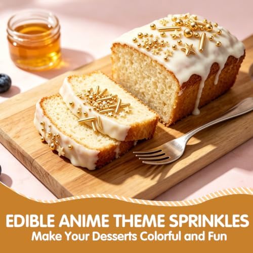 Edible Gold Sprinkles for Cake Decorating,Pearls Stars Rods Sugar Sprinkle - Image 2