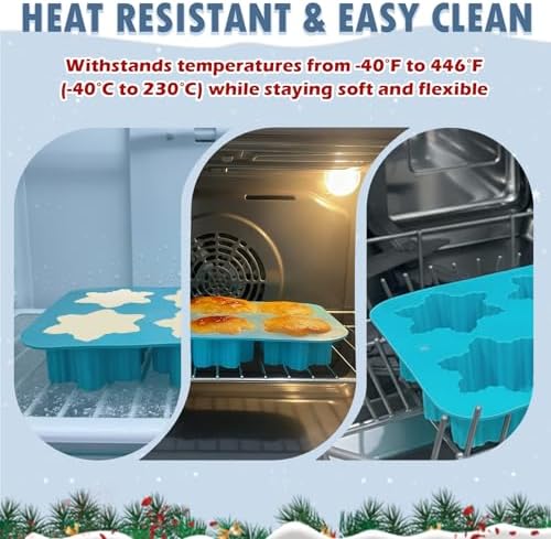 HKNMTT Snowflake Christmas Silicone Mold 12 Cavity for Holiday Soap Chocolate Cocoa Bomb Ice Candy Oreo Covered Jello Xmas Winter Wax, Oven Safe Baking Frozen Food Grade Moulds DIY Candle Craft Set - Image 6