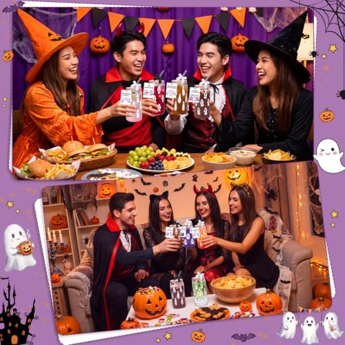 Vesici 6 Set Halloween Ghost Glass Cups 16 oz with Lid Straw and Stopper - Image 6