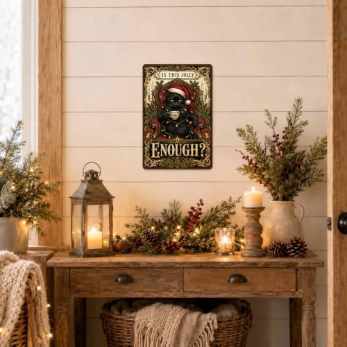 Funny Christmas Cat Sign, Black Cat Holiday Decor, Gothic Wall Art - Image 6