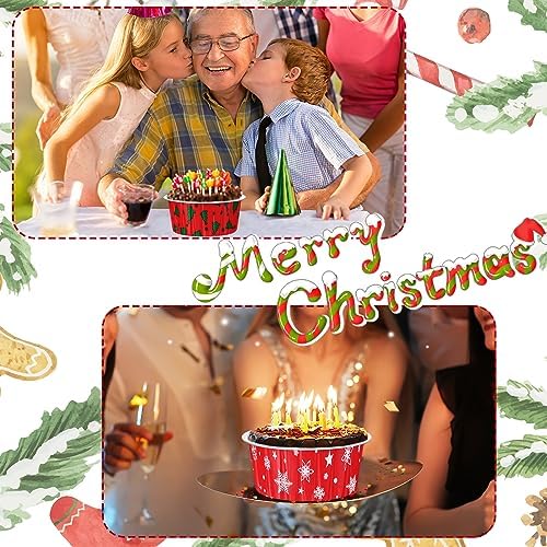 Umigy 100 Pcs Christmas Aluminum Foil Baking Cups with Lids, Snowflake,Tree - Image 5