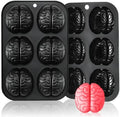 HKNMTT Halloween Brain Silicone Molds 2 Pack 6 Cavity, Spooky Brain Shape Baking Tray for Chocolate Candy Wax Melts Tarts Cupcake Pizza Cake Oven Safe Food Grade Moulds for Kids Party DIY Fun by HKNMTT