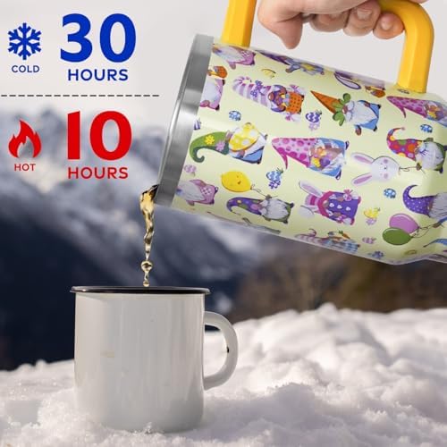 Easter Tumbler with Handle and Straw Lid 40 oz,Cute Happy Gnomes Spring Gift for Women Men Bunny Rabbit Eucalyptus Eggs Carrots Vacuum Insulated Leak Proof Stainless Steel Coffee Cup Mug - Image 5