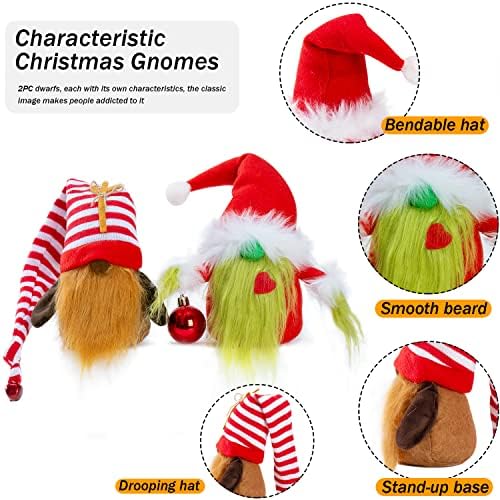 BWFY Christmas Gnomes Decorations 2-Pack Handmade Swedish Tomte Plush Gnomes Scandinavian Santa Elf Christmas Table Tiered Tray Ornament Christmas Decor Gifts - Image 5