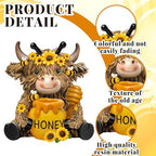 2 Pack Bee Highland Cow Figurine Decor, Bee Deor for Home - Image 4