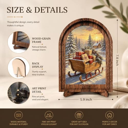 Christmas Gift Sleigh Arched Table Sign, Farmhouse Shelf Decor - Image 2