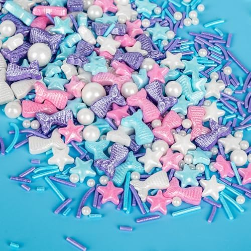Mermaid Sprinkles,Edible Sprinkle for Cake Decorating,130g Pearl Stars Mix - Image 6
