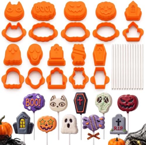 10 Pcs Halloween Cake Pop Molds Set with 100 Sticks by Yiyiring