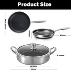 Toutrop Hybrid Stainless Steel Cookware Set-6QT Sauté Pan - Image 7