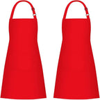 Jubatus 2 Pack Bib Aprons with 2 Pockets Cooking Chef Kitchen Apron by Jubatus