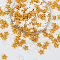Edible Candy Star Sprinkles for Cake Decorations,Gold White Sprinkle Mix by Sugarzy