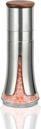 Aelga Salt Grinder Refillable - 4oz Manual Stainless Steel Salt Mill by Aelga
