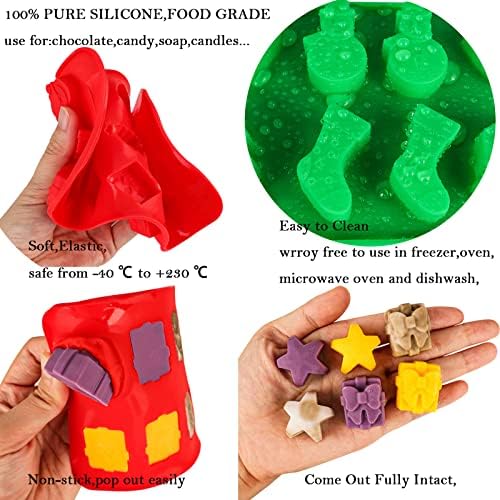 Christmas Silicone Molds Christmas Chocolate Mold Candy Molds for Baking Sweet Treats,Cake Xmas Gift Handmade Soap Candles with Shape of Christmas Tree Santa Head for Christmas Party, Home Baking - Image 5