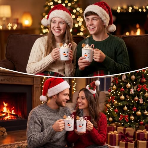 Potchen 24 Pcs Christmas Plastic Mugs Bulk 12 oz, Snowman - Image 6