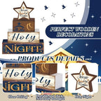 Moucuny 4 Pcs Christmas Jesus Religious Table Decor O Holy Night Blocks - Image 3